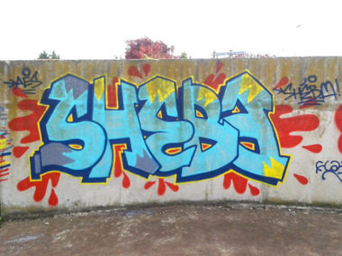 Shéba - Graffiti shéba bleu - 200x120cm - 2014